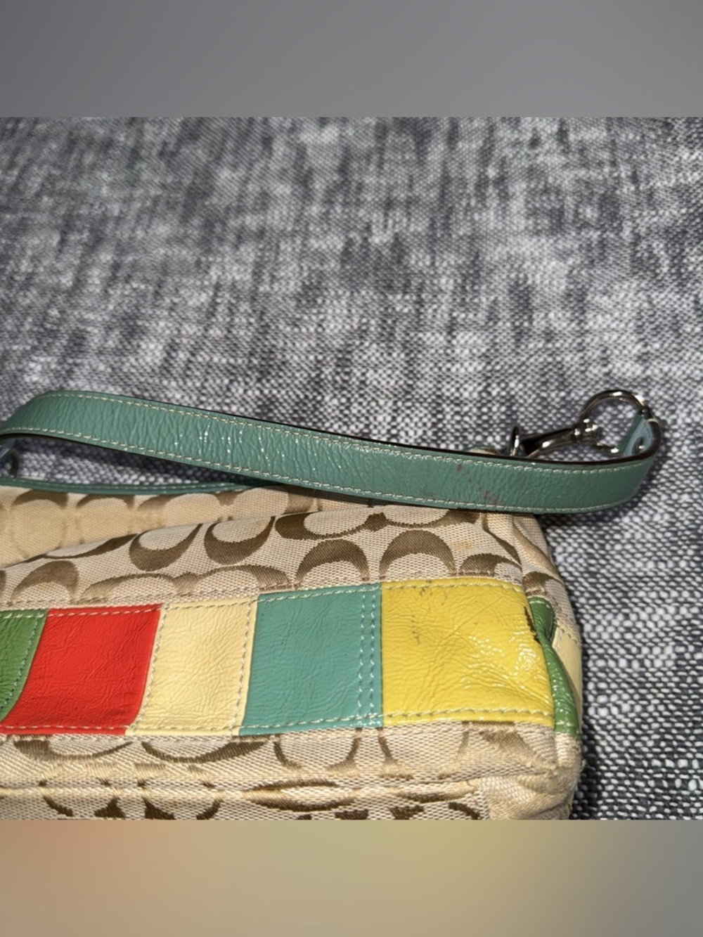 Coach Vintage Pastel Spring Patchwork Baguette Purse Y2K shoulder leather Canvas - Picture 6 of 10